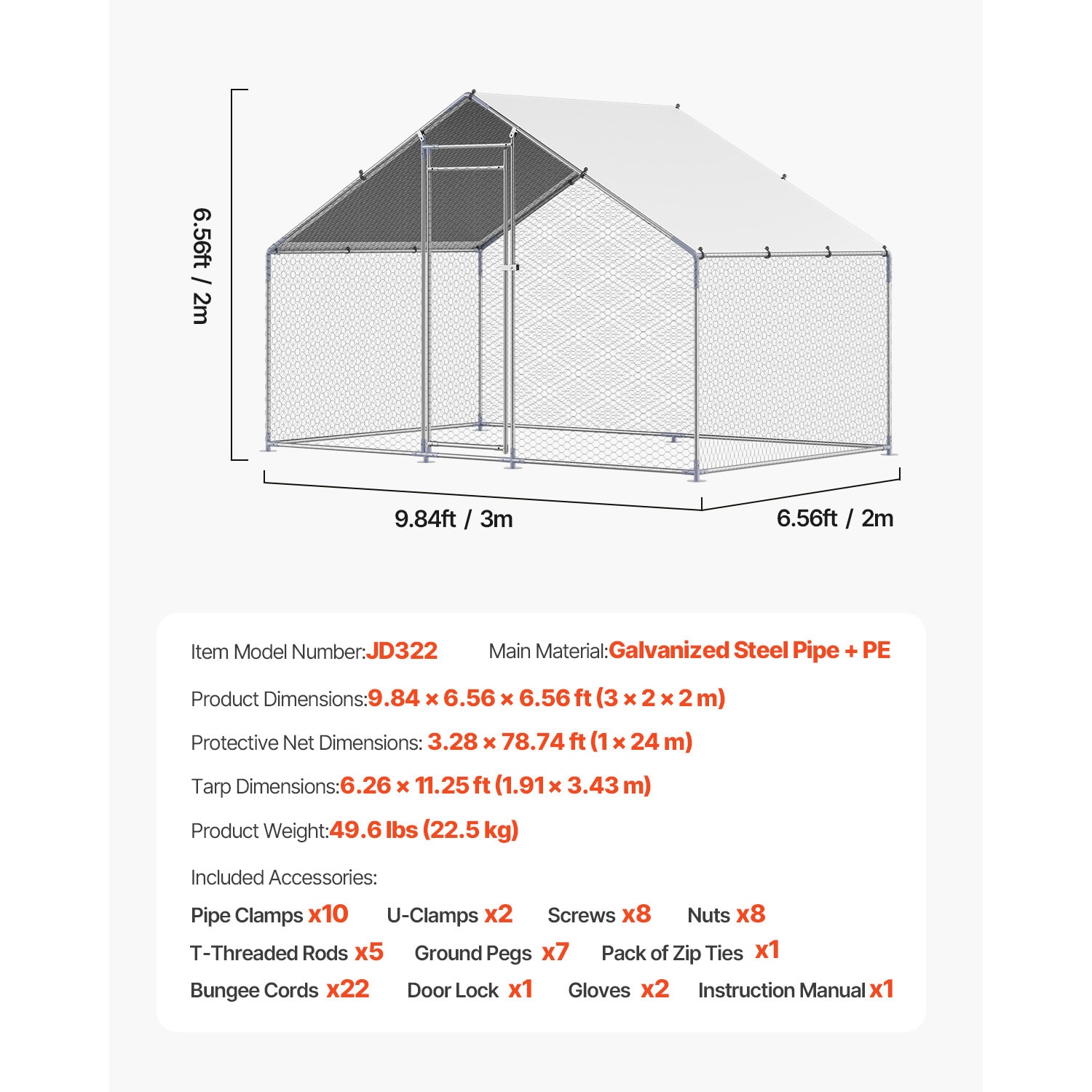 Large Metal Walk-in Chicken Coop With Protective Spire Roof_voghion.com